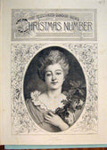 Original Old Antique Print Holly Portrait Lady Storey Christmas Woman Fine Art