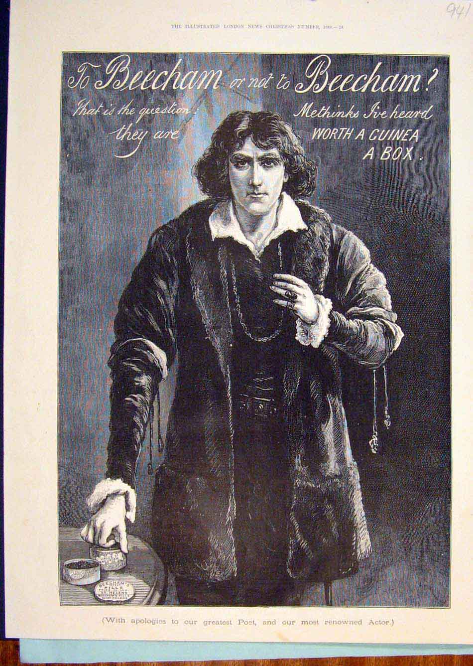 Original Old Antique Print Advert Advertisement Beecham Beecham'S Pills 1888