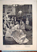 Old Antique Print Davis Dumb Christmas Games Party Children Dog Fine Art