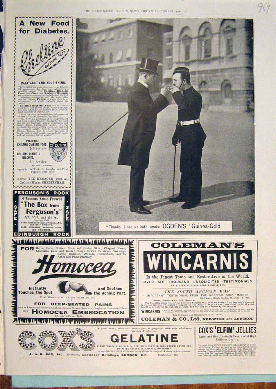 Original Old Antique Print Ogden'S Guinea Advert Chappell Piano Harlene Neaves