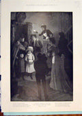 Old Antique Print Christmas Electric Light Forestier Woodville Snow Art