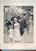 Old Antique Print King Church Children 1899 Davis 1799 Snow Carriage Art 19th
