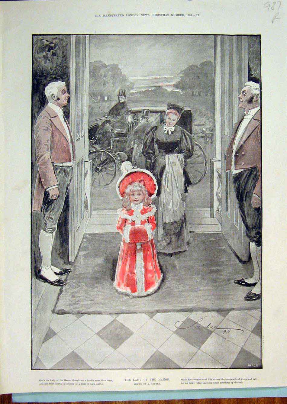 Original Old Antique Print Sauber Lady Manor Wooed Man Men Cavalier Fine Art