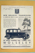 Antique Print Ref.79 Car Cars Advert Adverts Advertising Wolseley Motor 1933