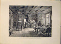 Original Old Antique Print Castle Room Wuelflingen Winterthur