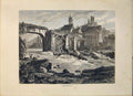 Original Old Antique Print Lauffenburg Switzerland Swiss Fine Art