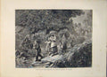 Original Old Antique Print Eve Festival Corpus Christi Valais Switzerland