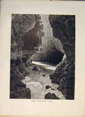 Original Old Antique Print Gorge Triient Valais Switzerland Fine Art