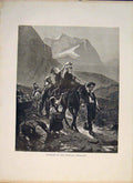 Original Old Antique Print Tourists Bernese Oberland Switzerland Swis