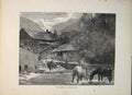Original Old Antique Print Bridge Interlaken Switzerland Swiss C1882 Victorian