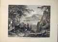 Original Old Antique Print Switzerland Kuessnacht Burgstock