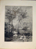 Original Old Antique Print Fluelen Lake Lucerne Switzerland Swiss