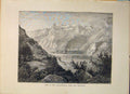 Original Old Antique Print Uri Rothstock Axenstein Switzerland Swiss
