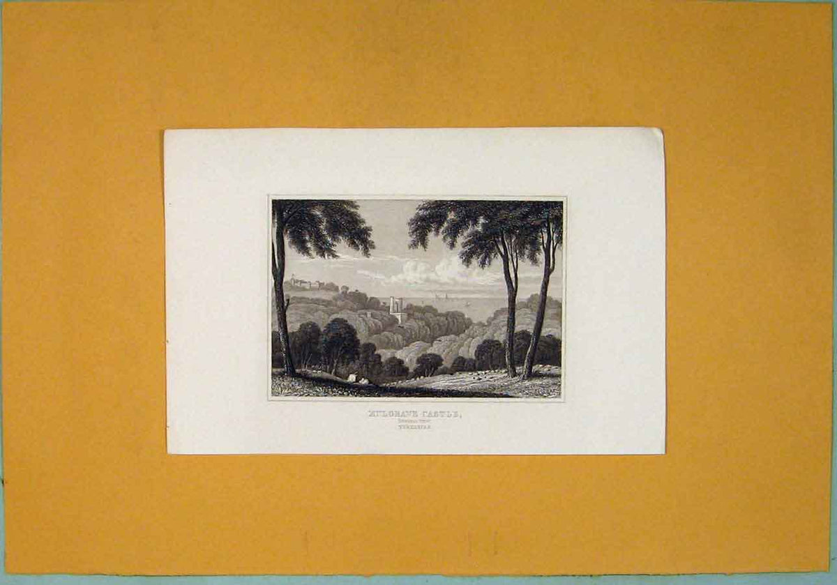 Original Old Antique Print Mulgrace Castle Fine Art Yorkshire