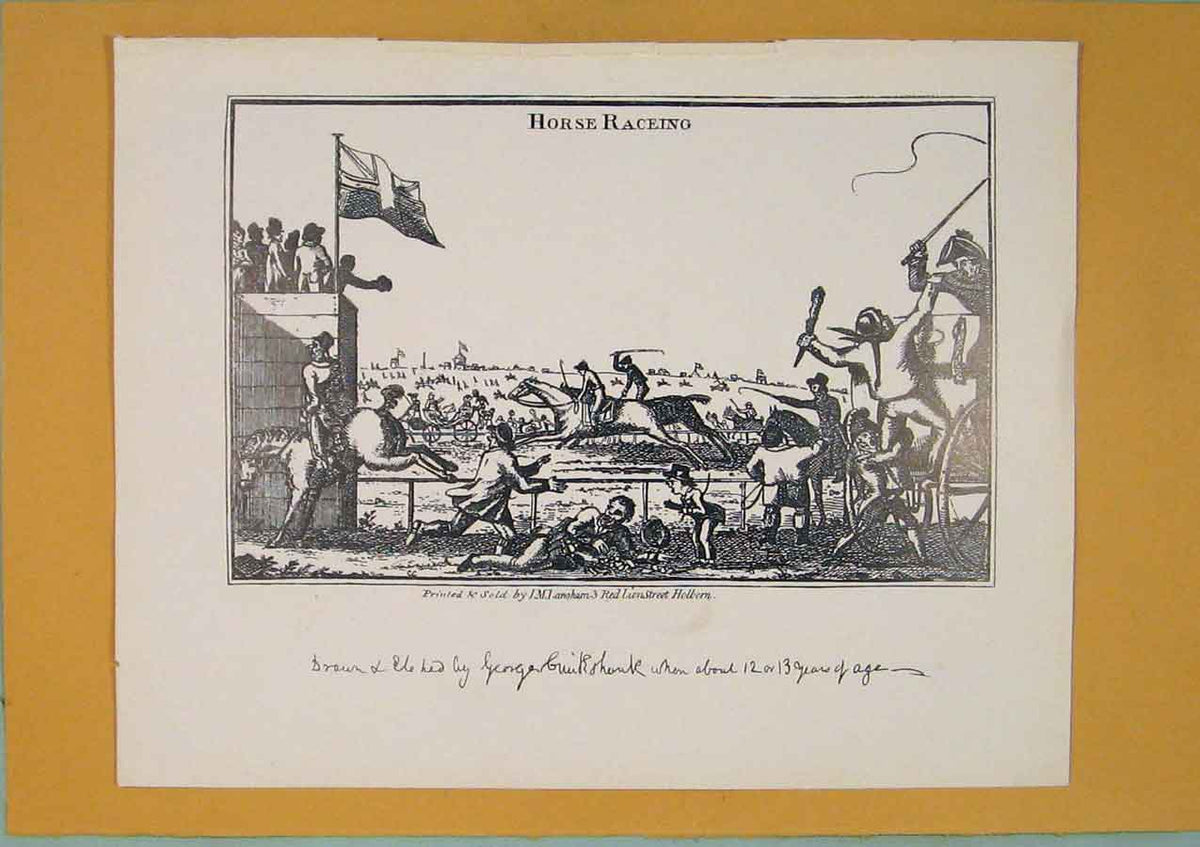 Original Old Antique Print Horse Racing George Guildshould Art