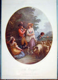 Old Antique Print Evening Family Sheep Whistle Color Tomkins Hamilton Art