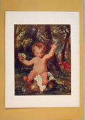 Original Old Antique Print Puck Water Color Drawing Baby Forest