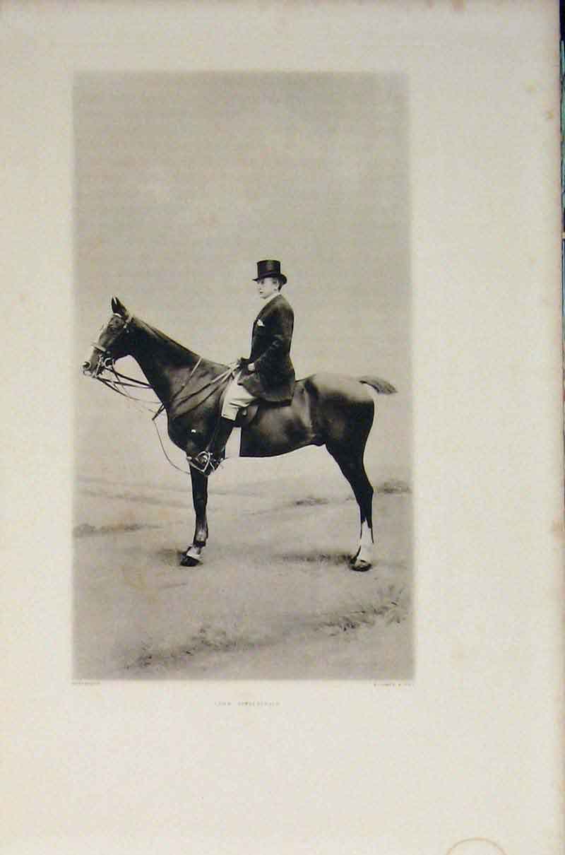 Original Old Antique Print Lord Ribblesdale Portrait Biography Editorial Horse