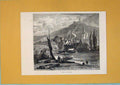 Original Old Antique Print C1878 Switzerland Stein Rhine Boat Harbour Lake 19th