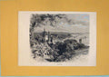 Original Old Antique Print Rorschach Switzerland City Lake C1878 Art Victorian