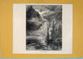 Original Old Antique Print Lake Seealp Switzerland Swiss Fine Art C1878 19th