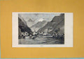 Original Old Antique Print Fluelen Lake Mountain Switzerland C1878/ Victorian