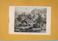 Original Old Antique Print C1878 Switzerland Burglen Mountain Town Victorian