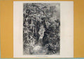 Original Old Antique Print Hollow Way Kussnach Mountain Tree Walkway Switzerland