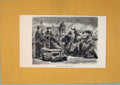 Original Old Antique Print Fine Swiss Art Pilgrims Lake Pucerne Boat Switzerland