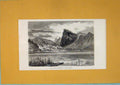 Original Old Antique Print Burgenstock Heriswil Switzerland Lake Mountain