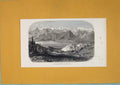 Original Old Antique Print Mountain Lake Switzerland Kaltbad Rigi