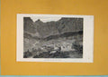 Original Old Antique Print Gemmin Baths Leuk City Town Mountian Village