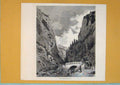 Original Old Antique Print Praettigauer Clus Road Pass Mountain Horse Carriage