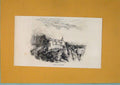 Original Old Antique Print Castle Rhaezuens Mountain Swiss Switzerland