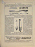 Original Old Antique Print Engraved Stove Engravings Gothic Style