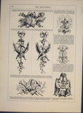 Original Old Antique Print Decorations Versailles Steel Engravings