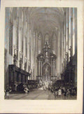 Original Old Antique Print Church St Paul Antwerp Engraving C1850 Fine Art 19th