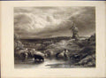 Original Old Antique Print Windmill Engraving Bentley C1850 Fine Art Victorian