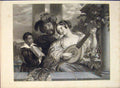 Original Old Antique Print Engraved Duett Art C1850 Bell Music 19th