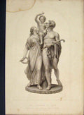 Original Old Antique Print Triumph Love Marble Engraving Dowell C1850 Victorian