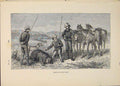 Original Old Antique Print Bear Bears Horse Horses Hunt Hunted Hunting