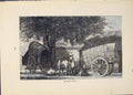 Original Old Antique Print Cart Carts Rural Country Horse Cow Art