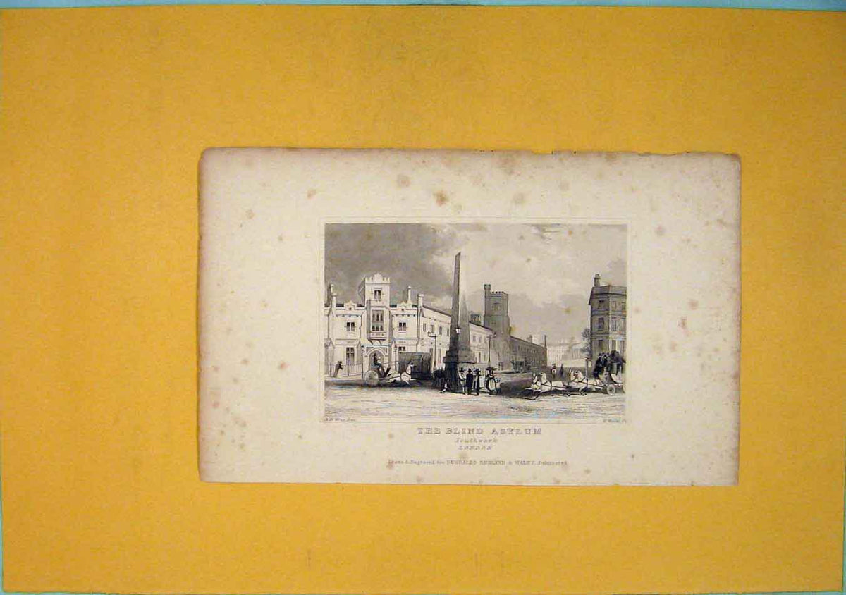Original Old Antique Print Blind Asylum Southwark London Fine Art