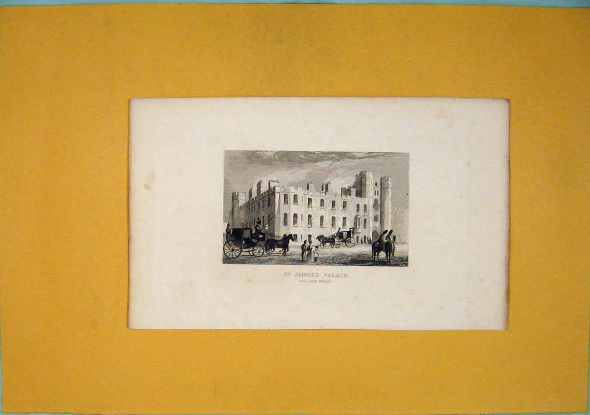 Original Old Antique Print St James Palace Pall Mall London Fine Art