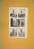 Original Old Antique Print St John'S Church Martin Temple Mark Evangelist Chapel