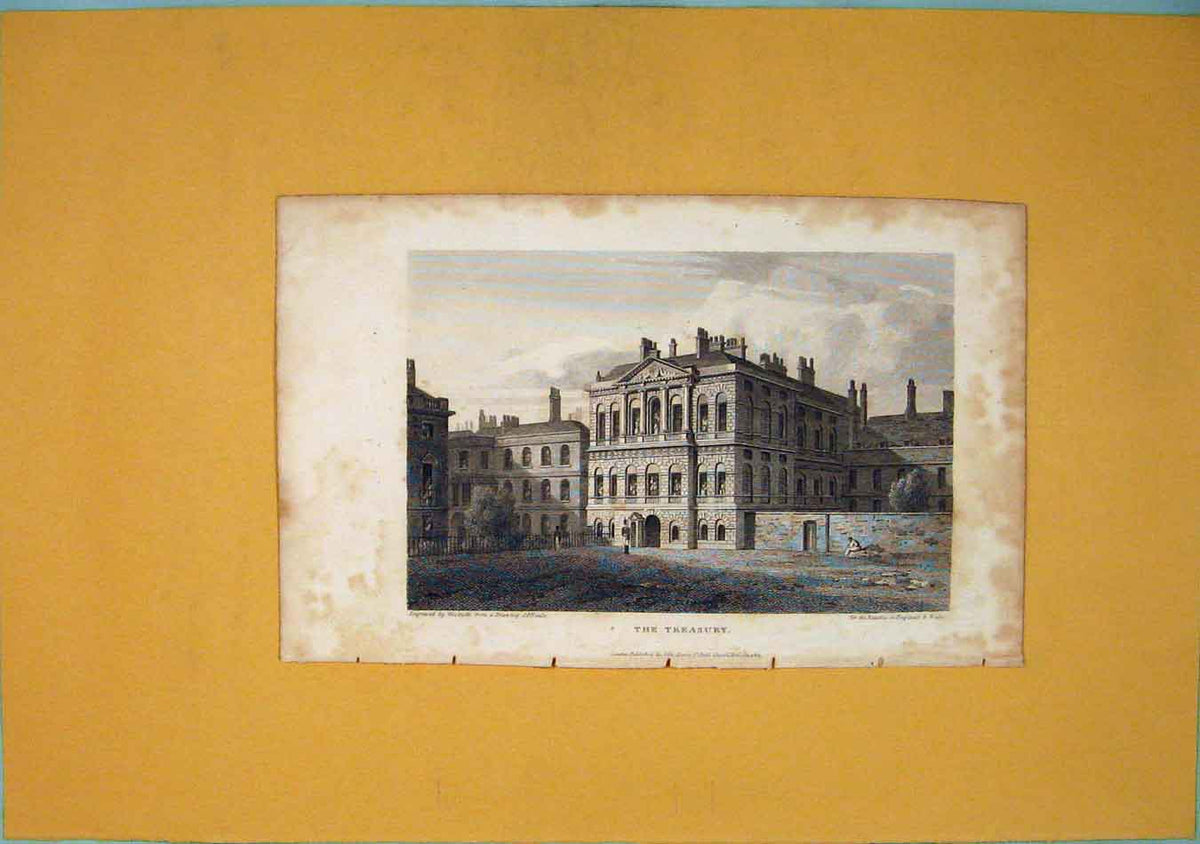 Original Old Antique Print Treasury London England Fine Art