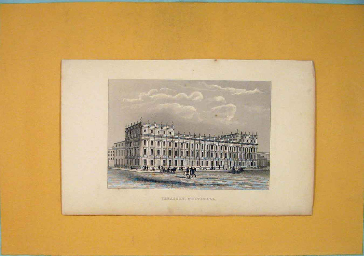 Original Old Antique Print Treasury Whitehall Fine Art London