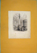 Original Old Antique Print Monument St Macnus Church Fine Art
