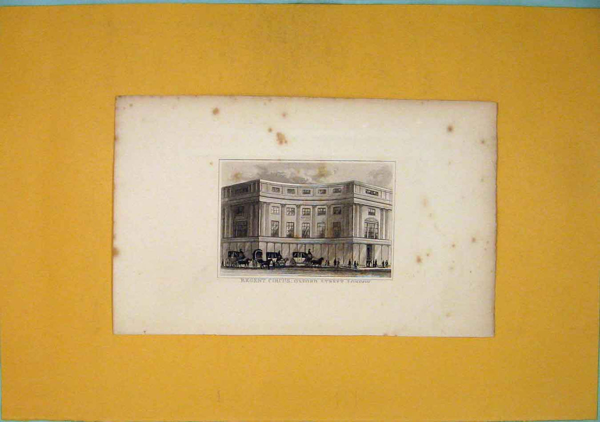 Original Old Antique Print Regent Circus Oxford Street London C1831 19th Century