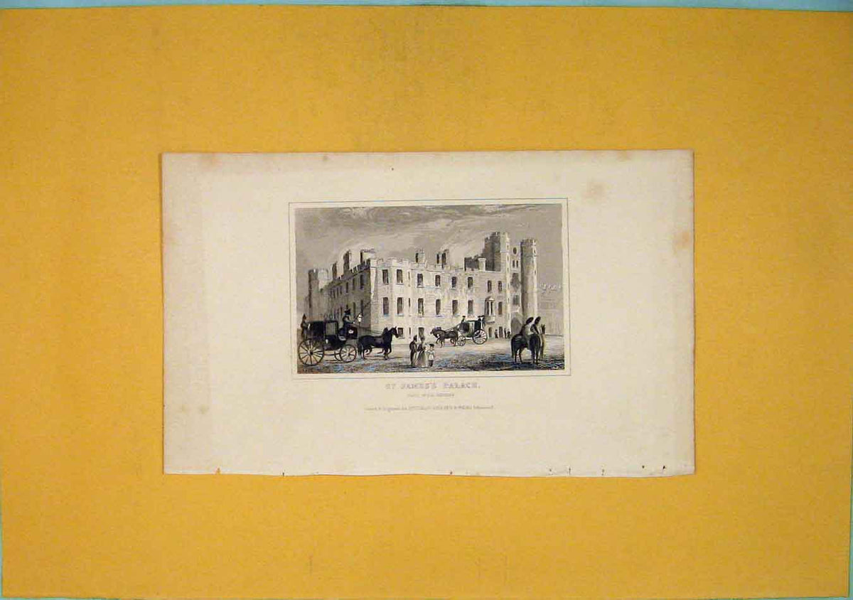 Original Old Antique Print St James Palace London Fine Art C1831 19th Century